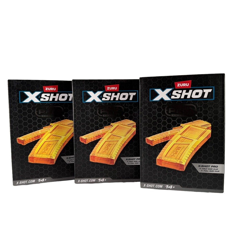 Zuru X-Shot Pro Series 1x Half 1x Full Size Clip 3 Pack New